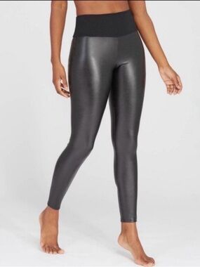 Assets by Spanx Faux-Leather High-Waist Jeggings - Black